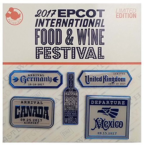 Disney Pin - Epcot International Food & Wine Festival 2017 - Annual Passholder - Wine Label Five Pin Set