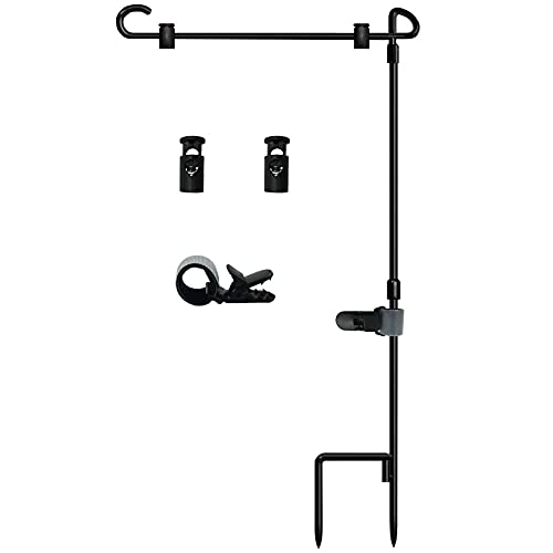 Garden Flag Stand-Holder-Pole with Flag Stopper and Clip Waterproof Powder-Coated Paint for House Flags,Decorative Flags,Yard Flags,Seasonal Flags