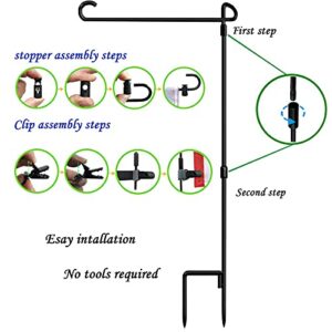 Garden Flag Stand-Holder-Pole with Flag Stopper and Clip Waterproof Powder-Coated Paint for House Flags,Decorative Flags,Yard Flags,Seasonal Flags