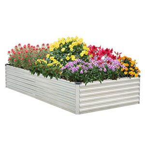 raised garden bed 8x4x1.5ft galvanized raised garden beds outdoor for vegetables gardening flowers 18inch tall deep root raised bed planter box – metal raised garden bed kit with gloves – galvanized