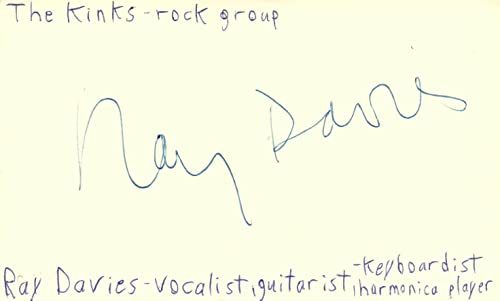 Ray Davies Vocalist The Kinks RockMusic Autographed Signed Index Card JSA COA
