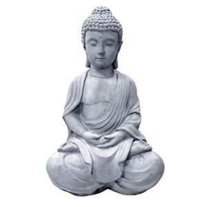 kante 25.6″ lightweight sitting meditating buddha zen indoor outdoor statue natural concrete