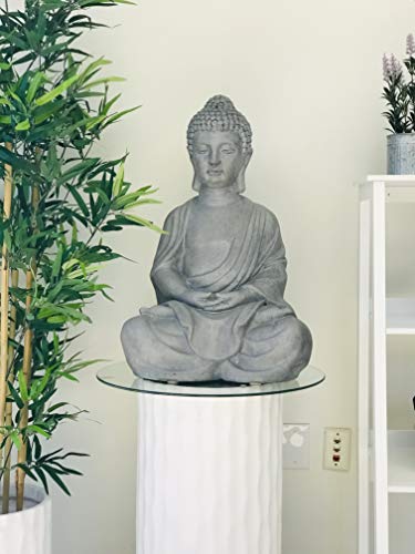 Kante 25.6" Lightweight Sitting Meditating Buddha Zen Indoor Outdoor Statue Natural Concrete