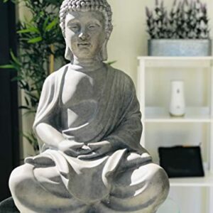 Kante 25.6" Lightweight Sitting Meditating Buddha Zen Indoor Outdoor Statue Natural Concrete