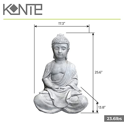 Kante 25.6" Lightweight Sitting Meditating Buddha Zen Indoor Outdoor Statue Natural Concrete