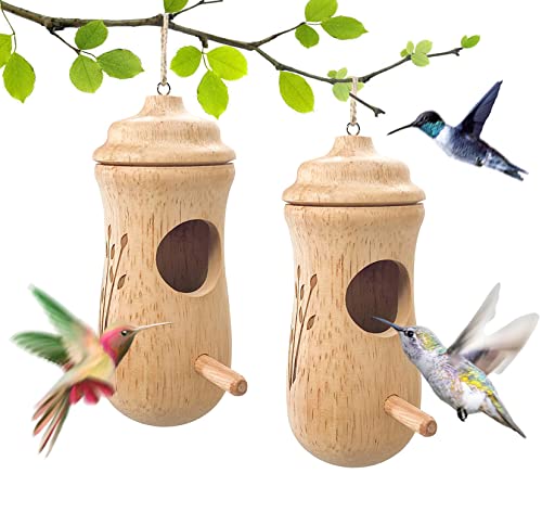 2PCS Hummingbird House 2022 New for Outside Wooden Hanging Hummingbird Houses Garden Decor Pet Cottage