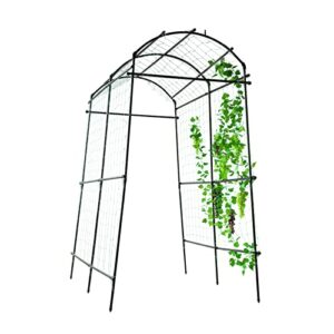 lalahoni garden arch trellis for climbing plants outdoor – 7 ft tall arbor large tunnel trellis, metal plant support archway for climbing vine vegetables/fruits/flowers yard lawn – lightweight, black