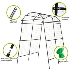 Lalahoni Garden Arch Trellis for Climbing Plants Outdoor - 7 ft Tall Arbor Large Tunnel Trellis, Metal Plant Support Archway for Climbing Vine Vegetables/Fruits/Flowers Yard Lawn - Lightweight, Black