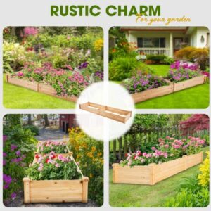 Idzo Raised Garden Bed, Durable Garden Box with Wax Oil Coated, 96 Inches Wood Planter with Non-Woven Lining Prevents Soil Moist, One Divider Box Make Organizing Your Plant Crops Easier