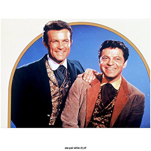 The Wild Wild West 8x10 Photo Ross Martin & Robert Conrad Both Handsome & Smiling Blue Background kn