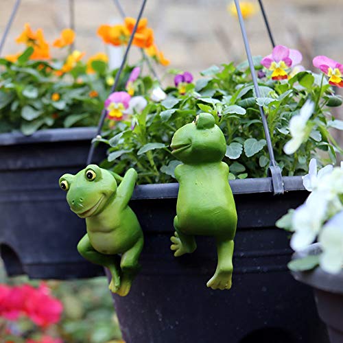 Set of 3 Cute Frog Figurines Hanging Animal Statue,Resin Pot Hanging Climbing Frog Sculpture Outdoor Statues Ornaments Décor for Flower pot/Fence, Yard Art Figurines for Patio Lawn House (3 frogs)