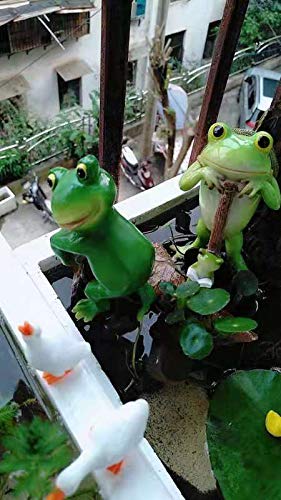 Set of 3 Cute Frog Figurines Hanging Animal Statue,Resin Pot Hanging Climbing Frog Sculpture Outdoor Statues Ornaments Décor for Flower pot/Fence, Yard Art Figurines for Patio Lawn House (3 frogs)