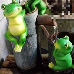 Set of 3 Cute Frog Figurines Hanging Animal Statue,Resin Pot Hanging Climbing Frog Sculpture Outdoor Statues Ornaments Décor for Flower pot/Fence, Yard Art Figurines for Patio Lawn House (3 frogs)