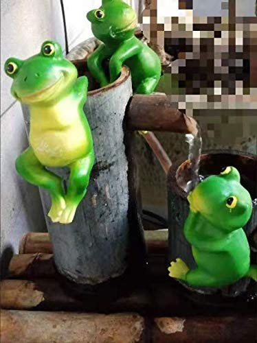 Set of 3 Cute Frog Figurines Hanging Animal Statue,Resin Pot Hanging Climbing Frog Sculpture Outdoor Statues Ornaments Décor for Flower pot/Fence, Yard Art Figurines for Patio Lawn House (3 frogs)