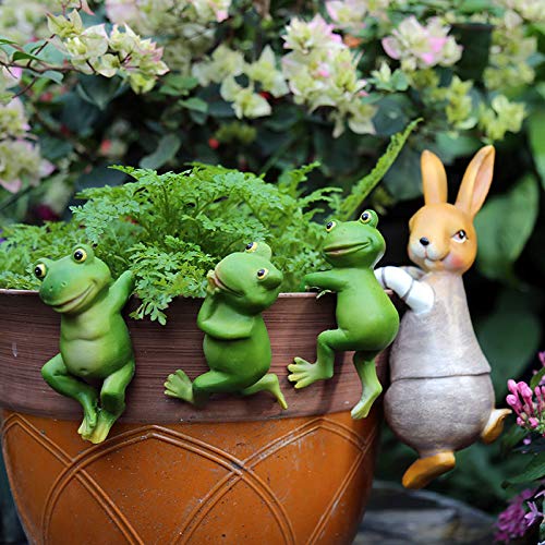 Set of 3 Cute Frog Figurines Hanging Animal Statue,Resin Pot Hanging Climbing Frog Sculpture Outdoor Statues Ornaments Décor for Flower pot/Fence, Yard Art Figurines for Patio Lawn House (3 frogs)