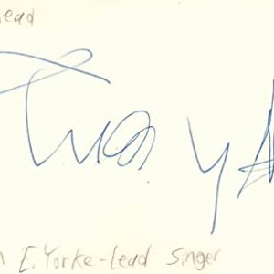 Thom Yorke Lead Singer Radiohead Rock Band Music Signed Index Card JSA COA