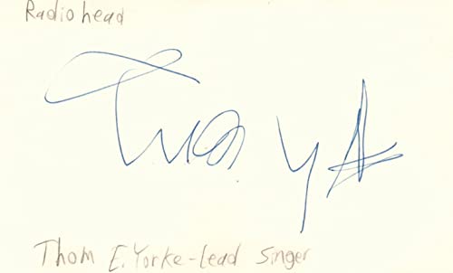 Thom Yorke Lead Singer Radiohead Rock Band Music Signed Index Card JSA COA