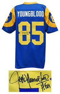 jack youngblood signed blue & yellow throwback custom football jersey w/hf’01