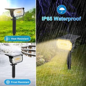 MinPea Solar Spot Lights Outdoor, [57 LED/10 Pack] Solar Lights Outdoor IP65 Waterproof, 3 Modes Solar Landscape Spotlights, Solar Powered Garden Yard Light for Patio Pathway Driveway Pool(Warm White)