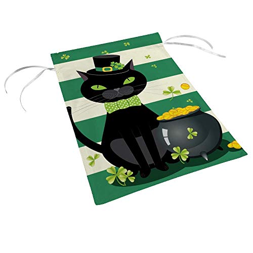 Generic Garden Flag Double Sided Durable Yard Flag,St. Patrick's Day Black Cat Fade Resistant Seasonal Flags,Suitable for Outdoor Home Lawn Patio Porch Decorative,12x18 Inch