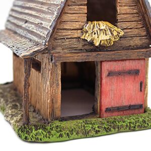 NW Wholesaler Fairy Garden Miniature Barn House with Working Door - 7 Inch Fairy Garden Home Detailed Fairy Garden House with Working Door