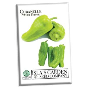 “cubanelle” sweet pepper seeds for planting, 100+ heirloom seeds per packet, (isla’s garden seeds), non gmo seeds, botanical name: capsicum annuum, great home garden gift
