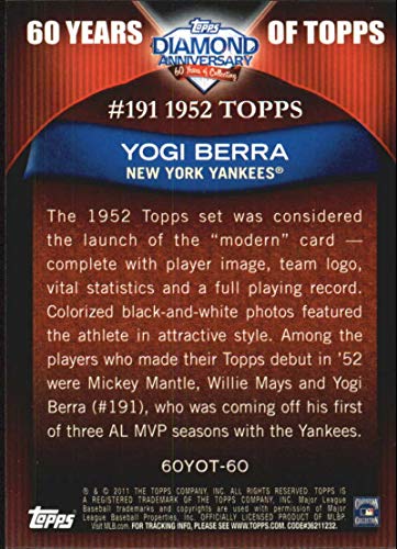 2011 Topps 60 Years Of Topps #60YOT-60 Yogi Berra New York Yankees MLB Baseball Card NM-MT