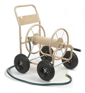liberty garden 870-m1-2 industrial 4-wheel garden hose reel cart, holds 300-feet of 5/8-inch hose – tan