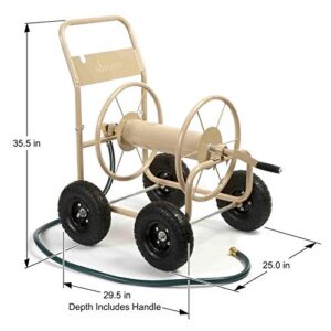 Liberty Garden 870-M1-2 Industrial 4-Wheel Garden Hose Reel Cart, Holds 300-Feet of 5/8-Inch Hose - Tan