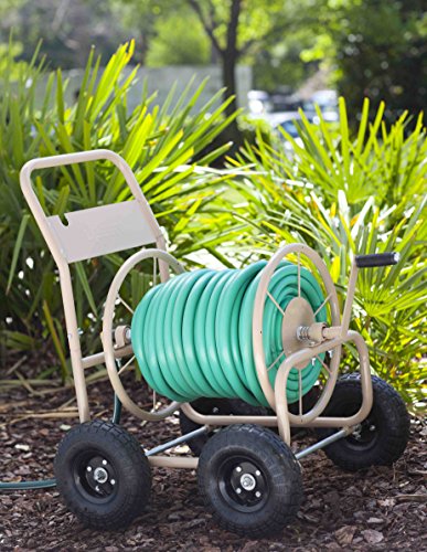 Liberty Garden 870-M1-2 Industrial 4-Wheel Garden Hose Reel Cart, Holds 300-Feet of 5/8-Inch Hose - Tan