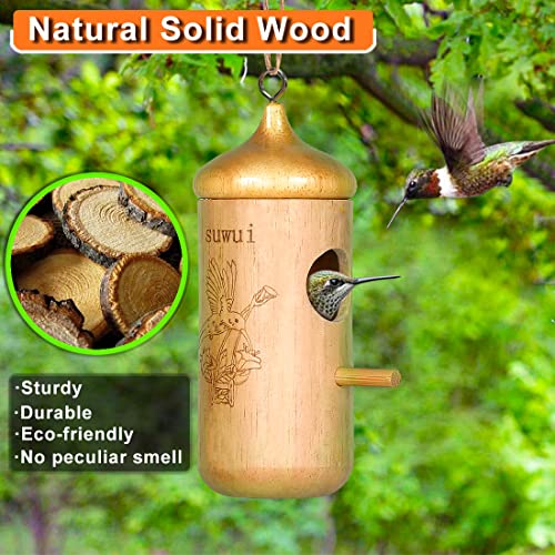 Hummingbird House for Outside, Wooden Hummingbird Houses for Nesting, Natural Humming Bird Nests for Outdoors Hanging, Decoration Gifts for Home Garden Backyard,3 Pack