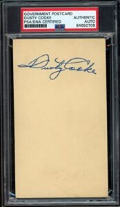 dusty cooke autographed 1949 gpc government postcard ny yankees psa/dna – mlb cut signatures