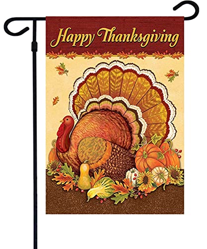 Thanksgiving Garden Flag,Happy Thanksgiving Flags 12 x 18 Inch Thanksgiving House Flag Double-Sided 2 Layer Thanksgiving Turkey House Flag for Thanksgiving Decoration