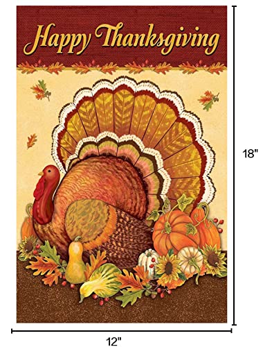 Thanksgiving Garden Flag,Happy Thanksgiving Flags 12 x 18 Inch Thanksgiving House Flag Double-Sided 2 Layer Thanksgiving Turkey House Flag for Thanksgiving Decoration