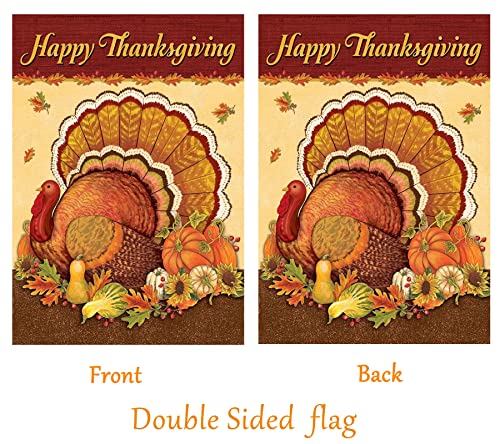 Thanksgiving Garden Flag,Happy Thanksgiving Flags 12 x 18 Inch Thanksgiving House Flag Double-Sided 2 Layer Thanksgiving Turkey House Flag for Thanksgiving Decoration
