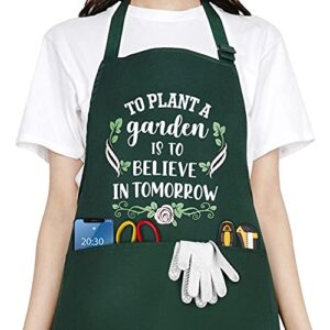 saukore funny garden aprons for women, cute gardening gifts for gardeners, waterproof kitchen apron with 2 pockets for cooking baking – birthday, mothers day apron gifts for florist wife mom sister