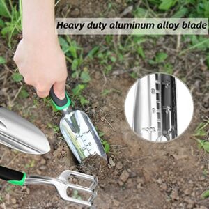 Garden Tool Set, Gardening Trowels Garden Shovels and Hand Rake Cultivator 3 Piece Gardening Gifts Heavy Duty Outdoor Tools with Non-Slip Handle, Gardening Tools for Planting Digging
