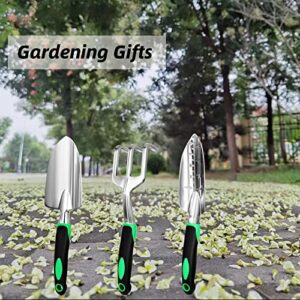 Garden Tool Set, Gardening Trowels Garden Shovels and Hand Rake Cultivator 3 Piece Gardening Gifts Heavy Duty Outdoor Tools with Non-Slip Handle, Gardening Tools for Planting Digging