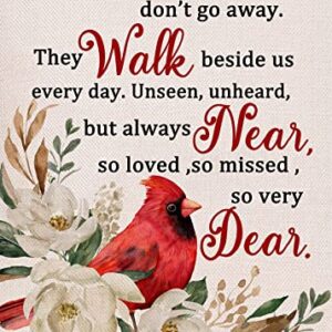 Furiaz Those We Love Don't Go Away Cardinal Spring Small Decorative Inspirational Garden Flag, Summer Red Bird Yard Gardenia Outside Memorial Faith Grave Decorations, Fall Outdoor Decor 12 x 18