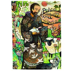 Dicksons St. Francis with Beloved Animals Artistic Fields Polyester Small Garden Flag