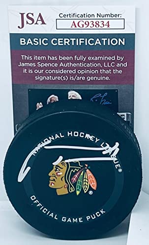 Marian Hossa signed Chicago Blackhawks Official Game Puck autographed Hawks JSA - Autographed NHL Pucks