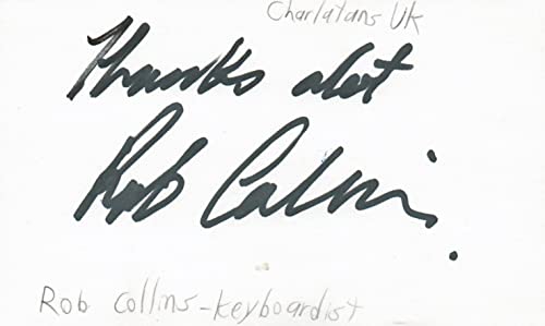 Rob Collins Keyboardist Charlatans UK Rock Band Music Signed Index Card JSA COA