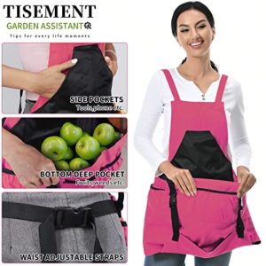 TISEMENT Gardening Apron,Unisex 8Oz Waterproof Canvas Garden Apron with Pockets for Harvesting, Gardening Gifts for Women
