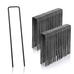 gardenmate 100-pack 6” 11 gauge heavy-duty u-shaped garden securing stakes/spikes/pins/pegs – sod staples for anchoring landscape fabric