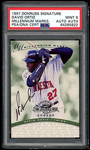 David Ortiz Rookie 1997 Donruss Signature Millenium Marks Auth Auto PSA/DNA 9 - Baseball Slabbed Autographed Cards