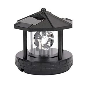 enajucy 6x7inch solar lighthouse rotating light – 360 degree light houses led lamp for yard, ip65 waterproof durable lamps towers lights for outdoor garden pathway patio (black -large – style a)