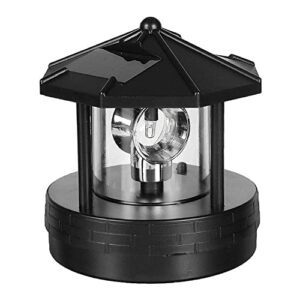 Enajucy 6x7inch Solar Lighthouse Rotating Light - 360 Degree Light Houses LED Lamp for Yard, IP65 Waterproof Durable Lamps Towers Lights for Outdoor Garden Pathway Patio (Black -Large - Style A)