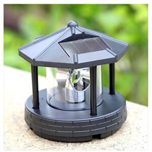 Enajucy 6x7inch Solar Lighthouse Rotating Light - 360 Degree Light Houses LED Lamp for Yard, IP65 Waterproof Durable Lamps Towers Lights for Outdoor Garden Pathway Patio (Black -Large - Style A)