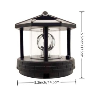 Enajucy 6x7inch Solar Lighthouse Rotating Light - 360 Degree Light Houses LED Lamp for Yard, IP65 Waterproof Durable Lamps Towers Lights for Outdoor Garden Pathway Patio (Black -Large - Style A)