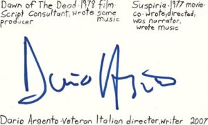 dario argento italian director movie autographed signed index card jsa coa